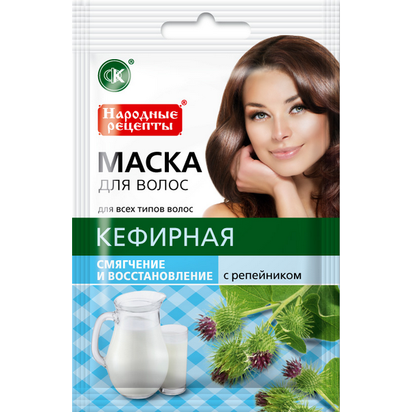 Fito cosmetic омекотяваща маска за коса с кефир 30мл Народни Рецепти