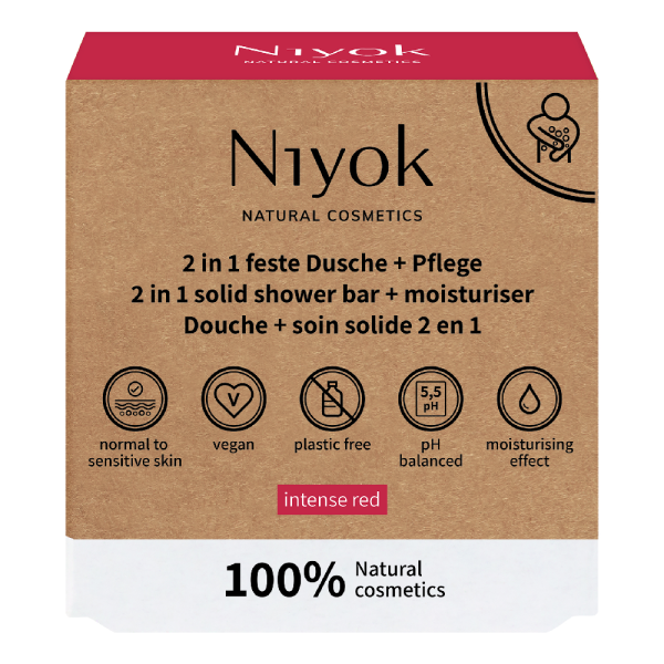 Niyok твърд душ гел и грижа 2в1 Intense red