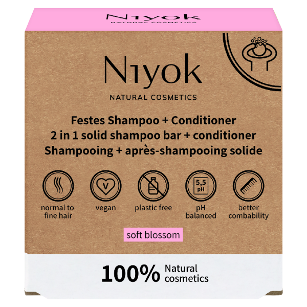 Niyok натурален твърд шампоан и балсам 2в1 soft blossom