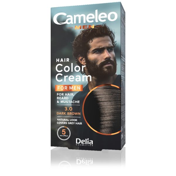 Cameleo MEN боя за коса и брада за мъже 3.0 ТЪМНО КАФЯВ 30мл
