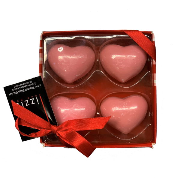 Подаръчен комплект сапуни във форма на сърце 4 броя 20г