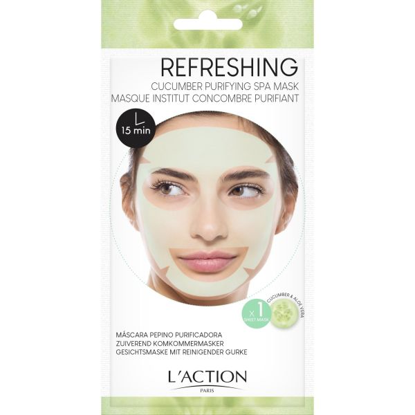 L'action почистваща шийт маска за лице с краставица и алое 20гр.