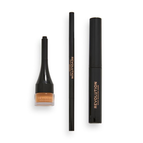 Makeup Revolution комплект за вежди 3 части Builder Kit Light Brown