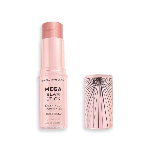 Makeup Revolution хайлайтър стик за лице и тяло Glow Mega Beam Rose Gold