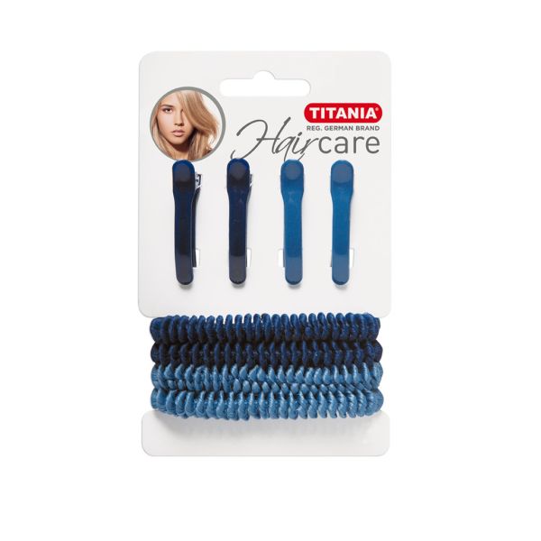 Titania ластици и фиби за коса 8бр. сини