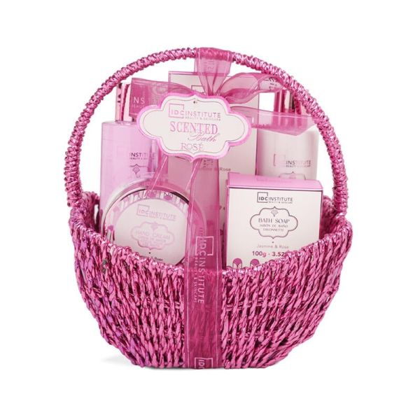 IDC подаръчен комплект за тяло Scented Bath Rose Handle Basket 6 части